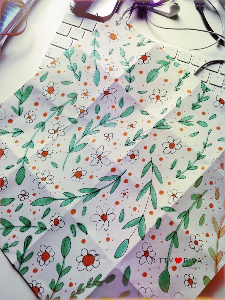 Final result of a manual, no cut, surface pattern design