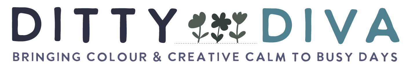 Ditty Diva logo 2026 - Bringing colour and creative calm to busy days.
